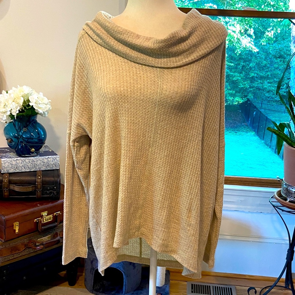 Lucky Brand Beige Cowl Neck Sweater Size XL